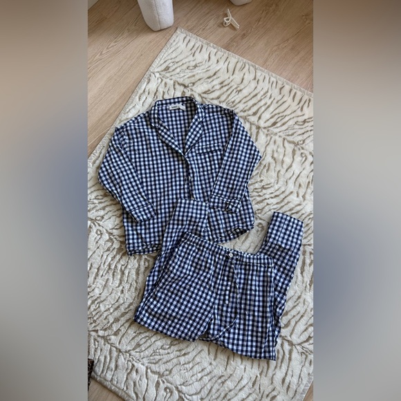 Sleepy Jones Marina Pajama Set in Large Navy Gingham - Picture 2 of 3